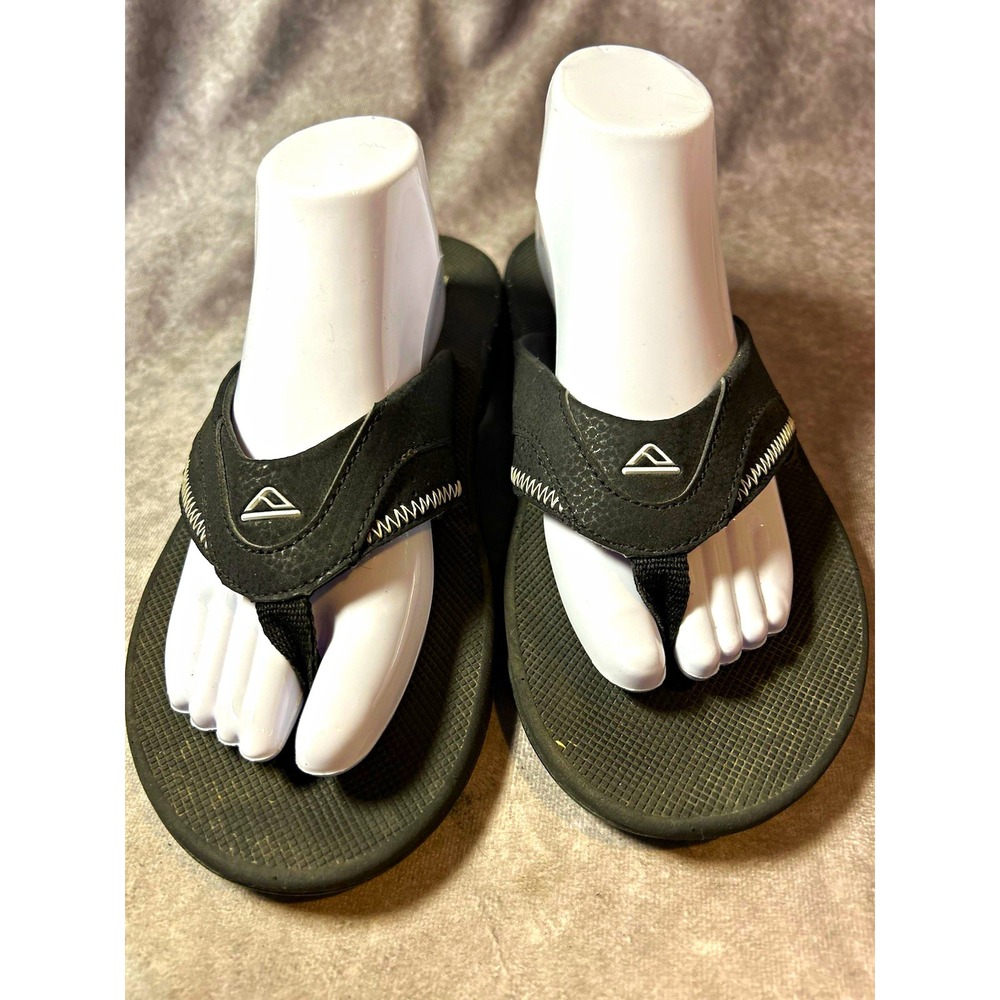 Reef Men's Black Thong Flip Flop Sandals Slip On Bottle Opener Logo Accent